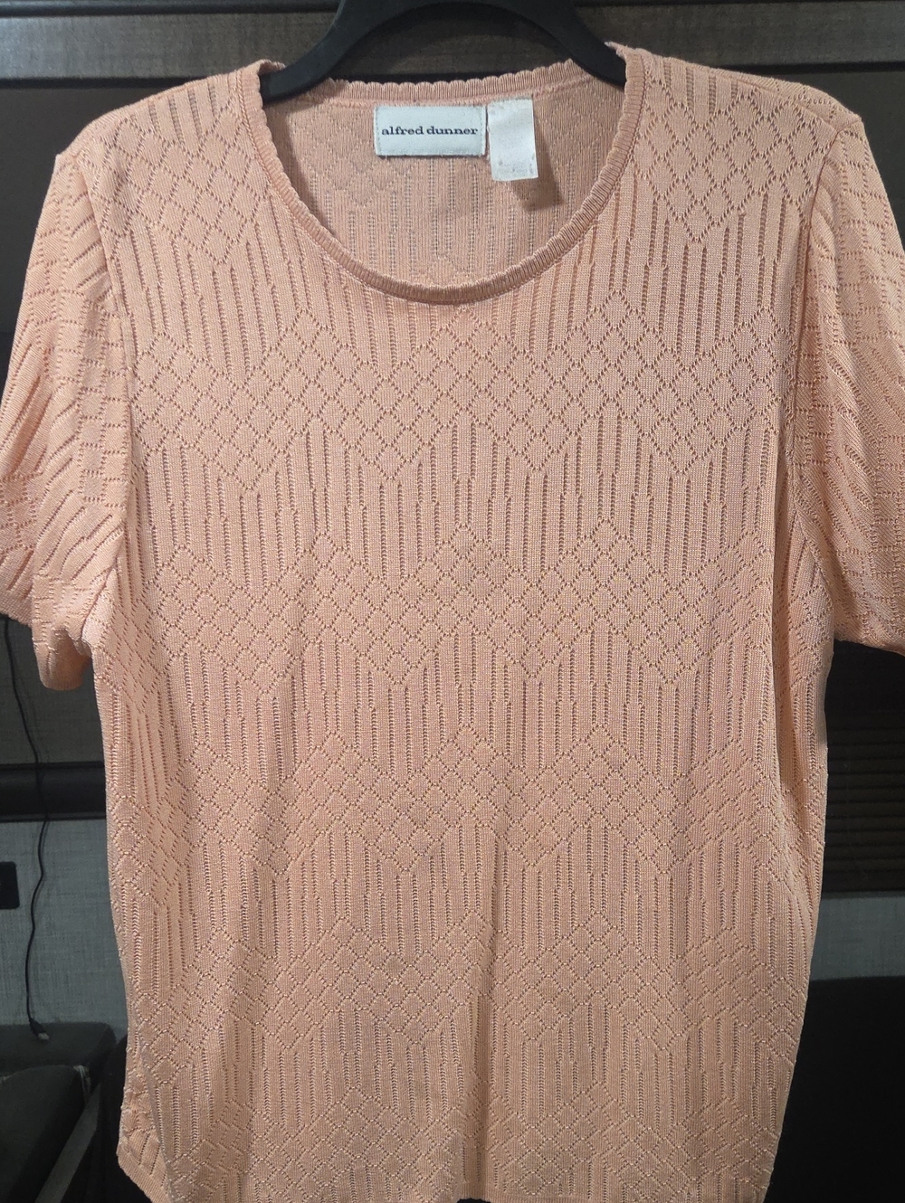 Alfred Dunner Peach Openwork Knit Short-Sleeve Tee